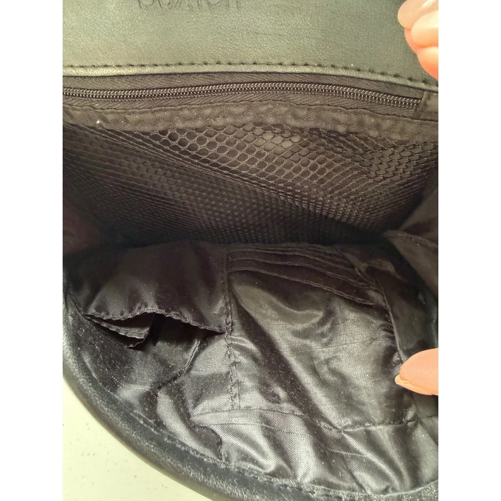 Buxton Vintage 90s Y2K Unisex Black Leather Travel Crossbody Bag Sling Messenger